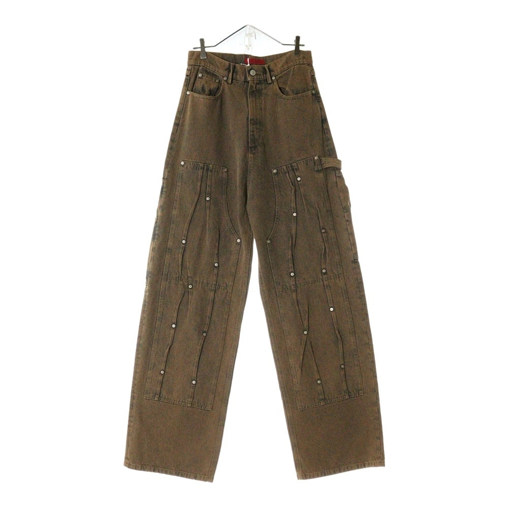 KUSIKOHC(クシコック) 24AW WORKWEAR MULTI RIVET DENIM ワークウェアマルチリベットデニムパンツ ブラウン KUF4MT12BP-TE427