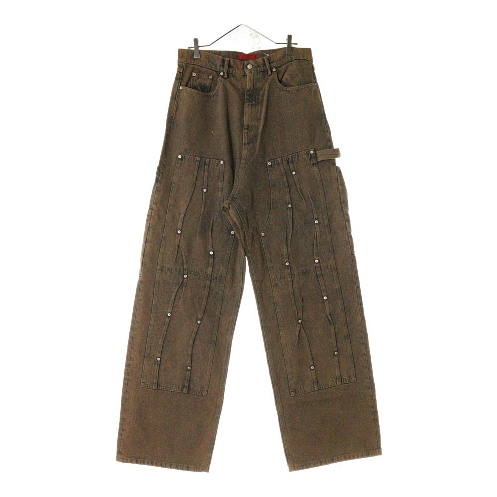 KUSIKOHC(クシコック) 24AW WORKWEAR MULTI RIVET DENIM ワークウェアマルチリベットデニムパンツ ブラウン KUF4MT12BP-TE427