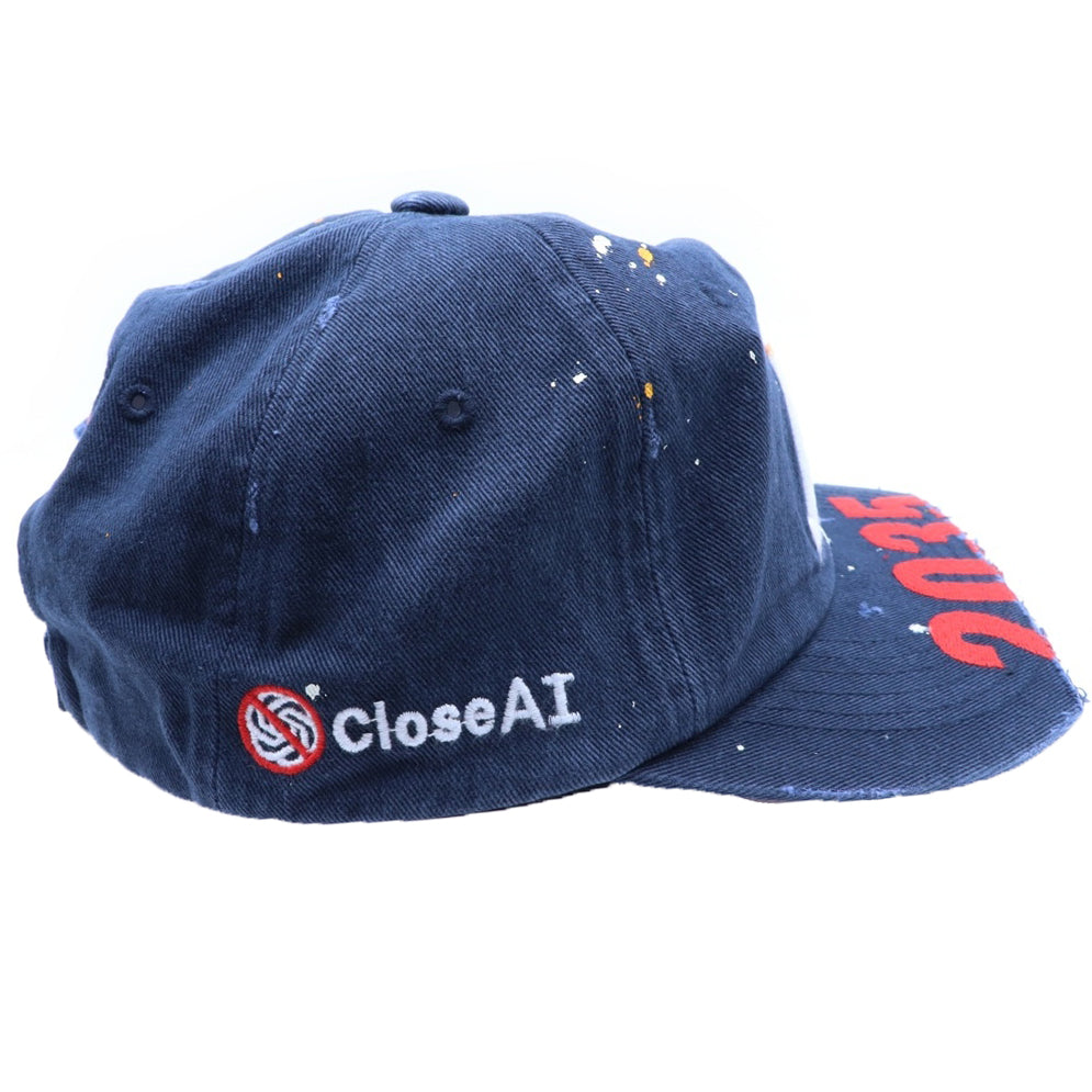 PROJECT G/R(プロジェクトジーアール) 25SS WIDE THROWBACK CAP ペイントダメージ加工キャップ 帽子 PG25SSMA05 ネイビー