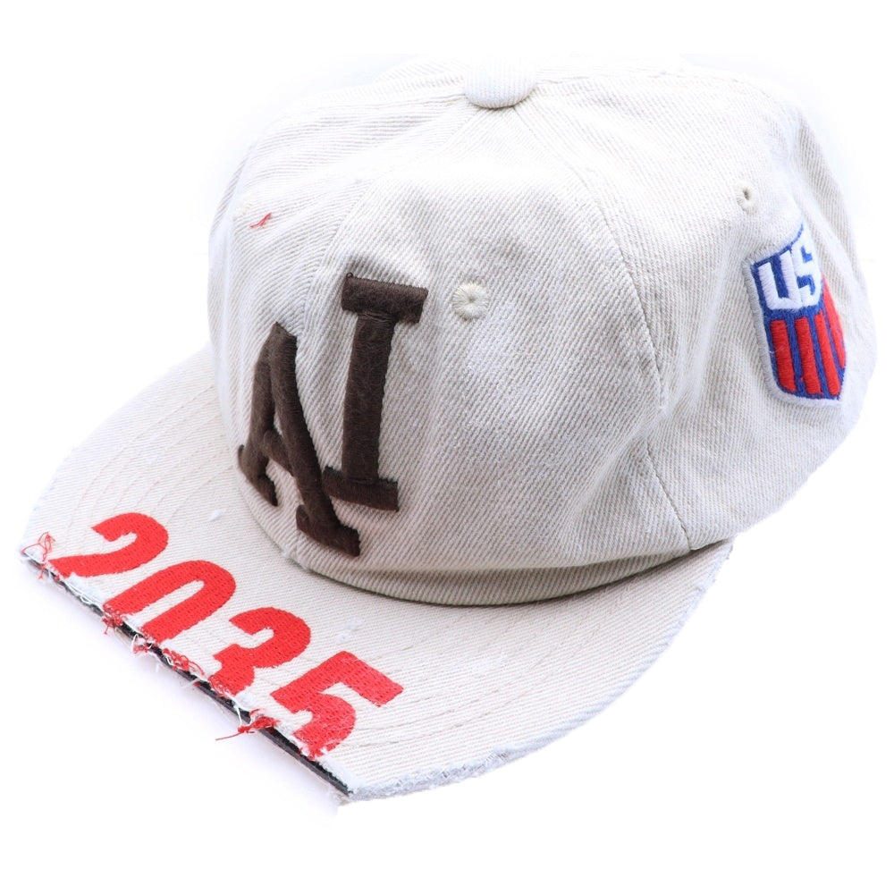 PROJECT G/R(プロジェクトジーアール) 25SS WIDE THROWBACK CAP ペイントダメージ加工キャップ 帽子 PG25SSMA05 ホワイト