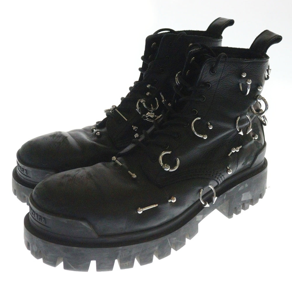 BALENCIAGA(バレンシアガ) STRIKE 20MM ストライクピアーシングレザーブーツ 763495 ブラック