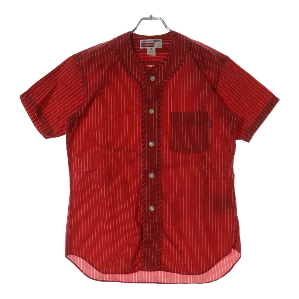 SUPREME(シュプリーム) 14SS ×COMME des GARCONS Baseball Shirt コムデギャルソン ベースボール半袖シャツ ストライプ レッド