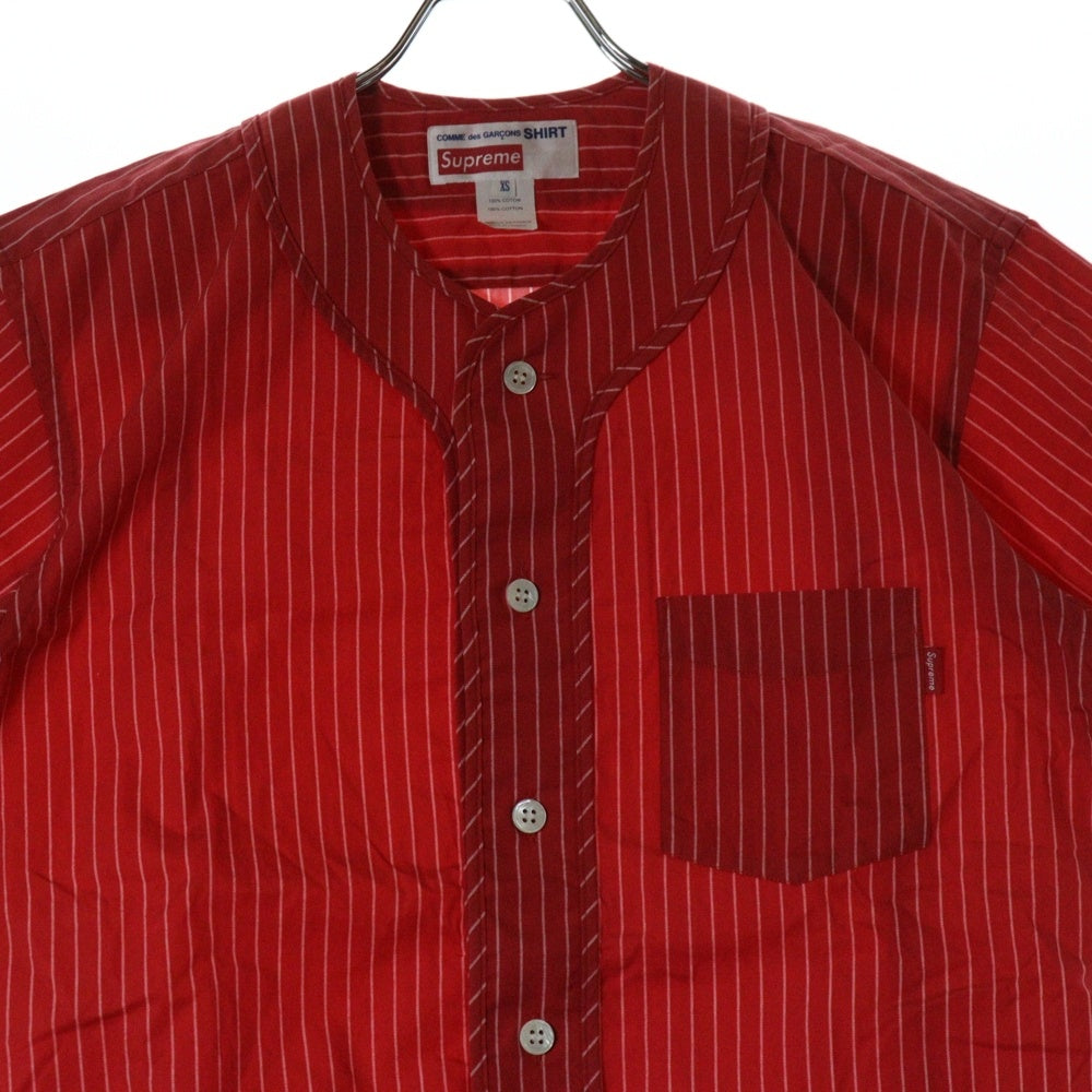 SUPREME(シュプリーム) 14SS ×COMME des GARCONS Baseball Shirt コムデギャルソン ベースボール半袖シャツ ストライプ レッド