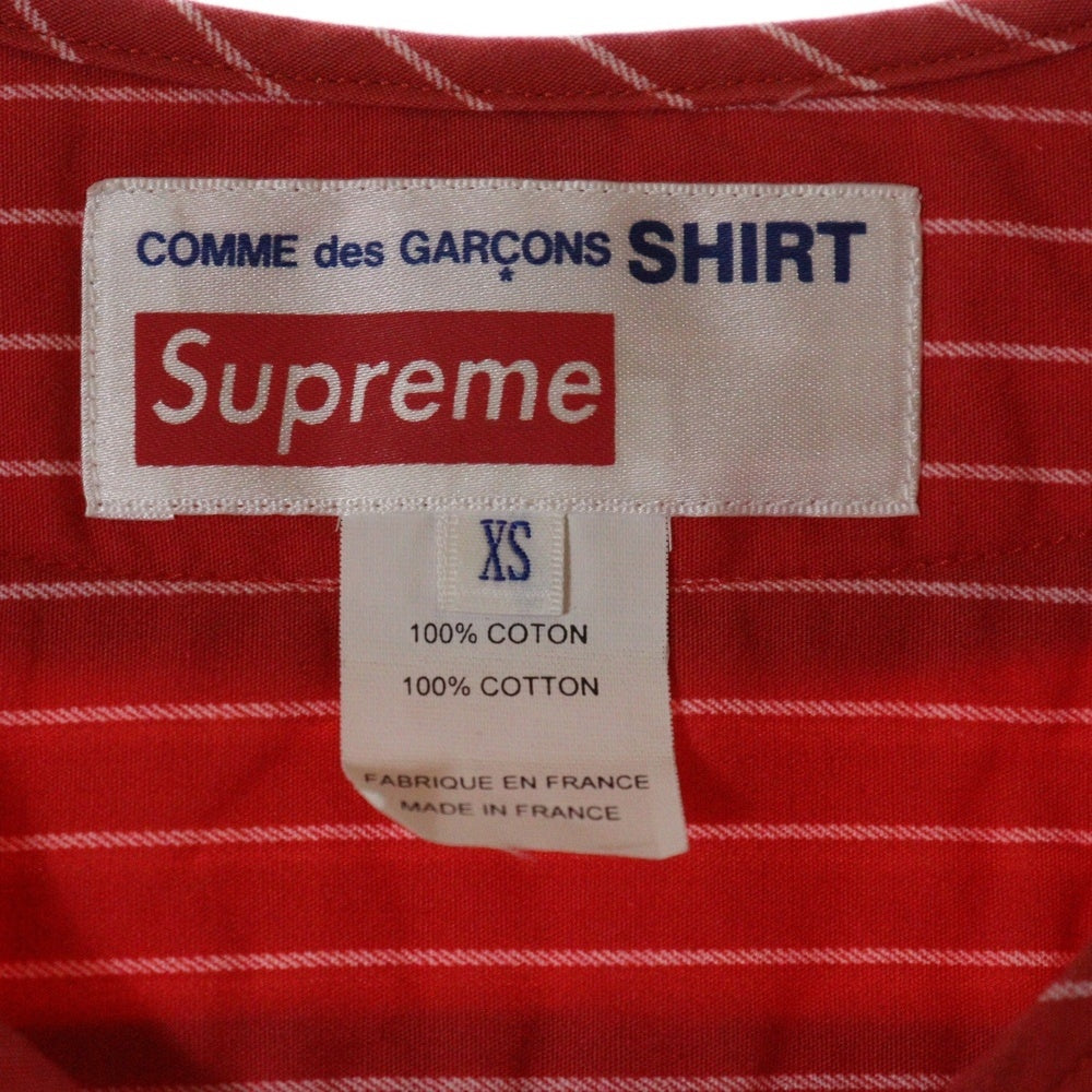 SUPREME(シュプリーム) 14SS ×COMME des GARCONS Baseball Shirt コムデギャルソン ベースボール半袖シャツ ストライプ レッド