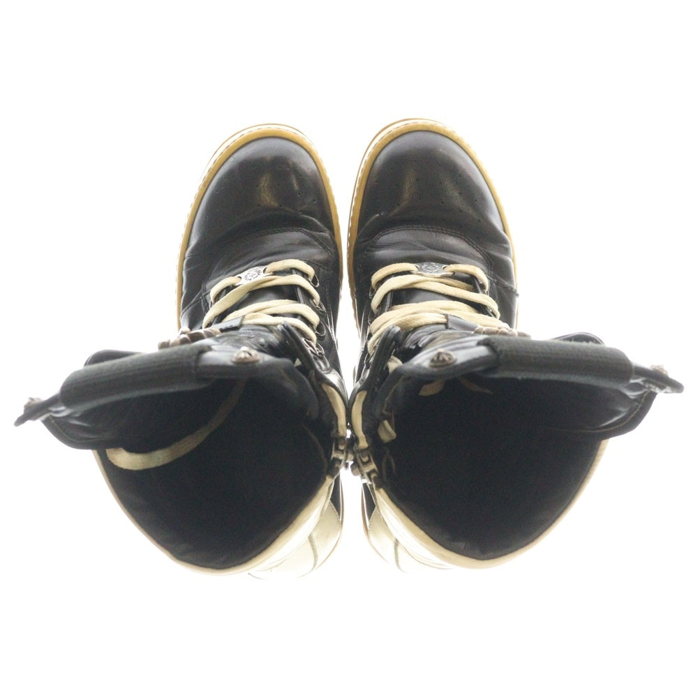 CHROME HEARTS(クロムハーツ) ×Rick Owens GEOBASKET リックオウエンス ジオバスケット CHクロス装飾レザーハイカットスニーカー ブラック/ホワイト