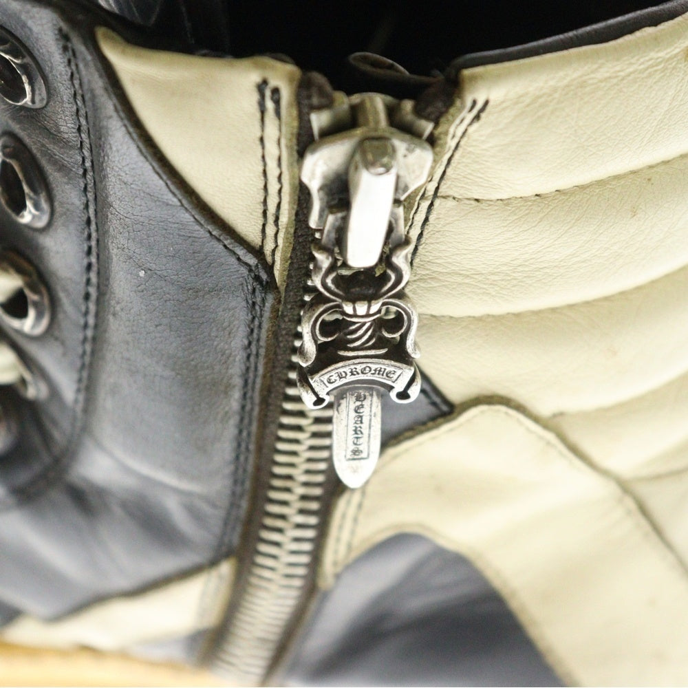 CHROME HEARTS(クロムハーツ) ×Rick Owens GEOBASKET リックオウエンス ジオバスケット CHクロス装飾レザーハイカットスニーカー ブラック/ホワイト