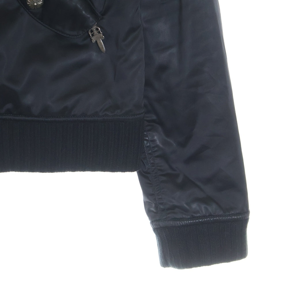 CHROME HEARTS(クロムハーツ) CLSSC BMBR STN DSMG JVP リブカシミヤダガージップ MA-1ボンバージャケット ブルゾン ブラック
