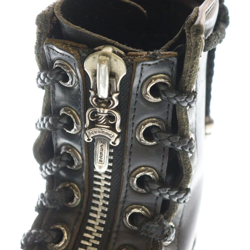 CHROME HEARTS(クロムハーツ) ×WESCO FIREMAN ウエスコ ファイヤーマン センターダガージップ レースアップレザーブーツ ブラック 7 1/2E