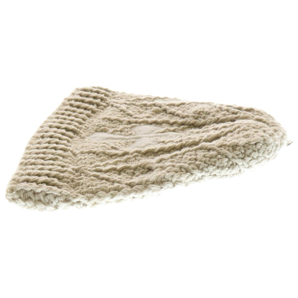 CHROME HEARTS(クロムハーツ) Cashmere Leather knit beanie カシミヤ ビーニー レザークロスパッチ クロスボールボタン ニットキャップ ベージュ