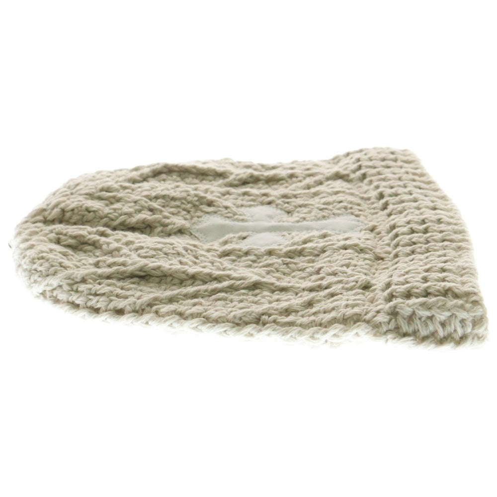 CHROME HEARTS(クロムハーツ) Cashmere Leather knit beanie カシミヤ ビーニー レザークロスパッチ クロスボールボタン ニットキャップ ベージュ