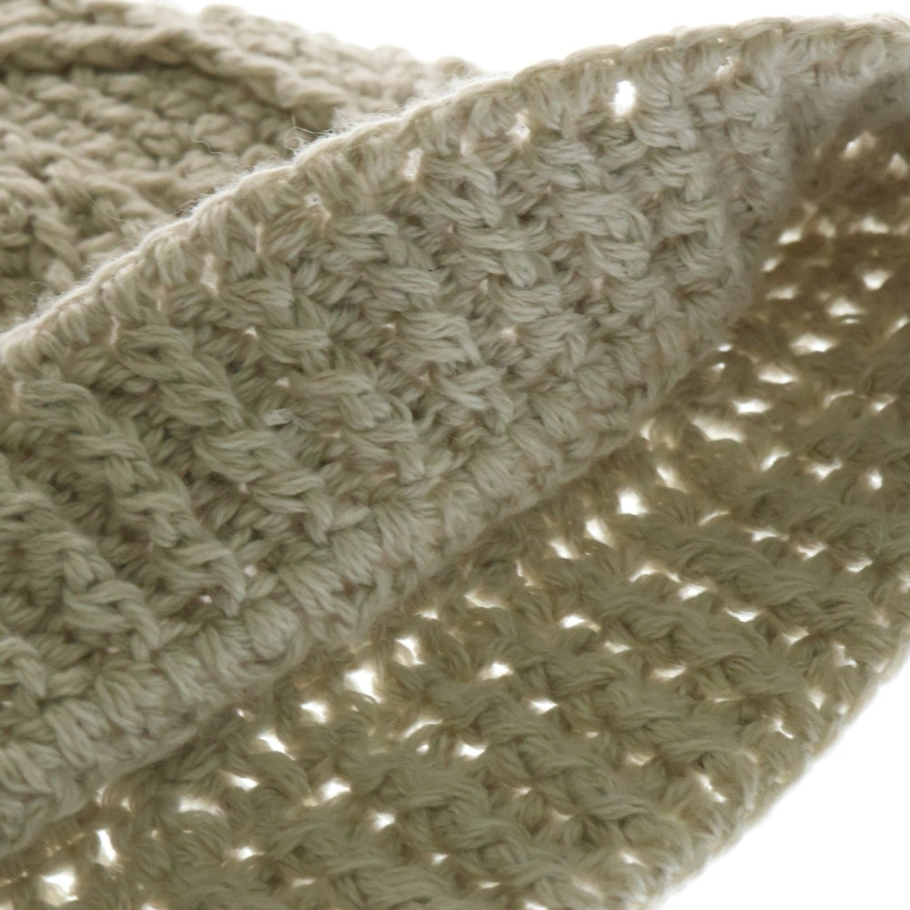 CHROME HEARTS(クロムハーツ) Cashmere Leather knit beanie カシミヤ ビーニー レザークロスパッチ クロスボールボタン ニットキャップ ベージュ