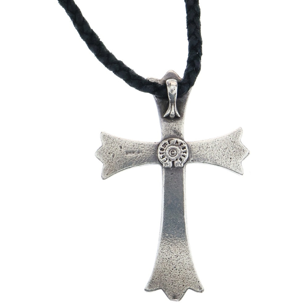 CHROME HEARTS(クロムハーツ) CH CRS LG BC ラージCHクロスペンダント Wボロチップ レザーブレイドネックレス シルバー BCA214