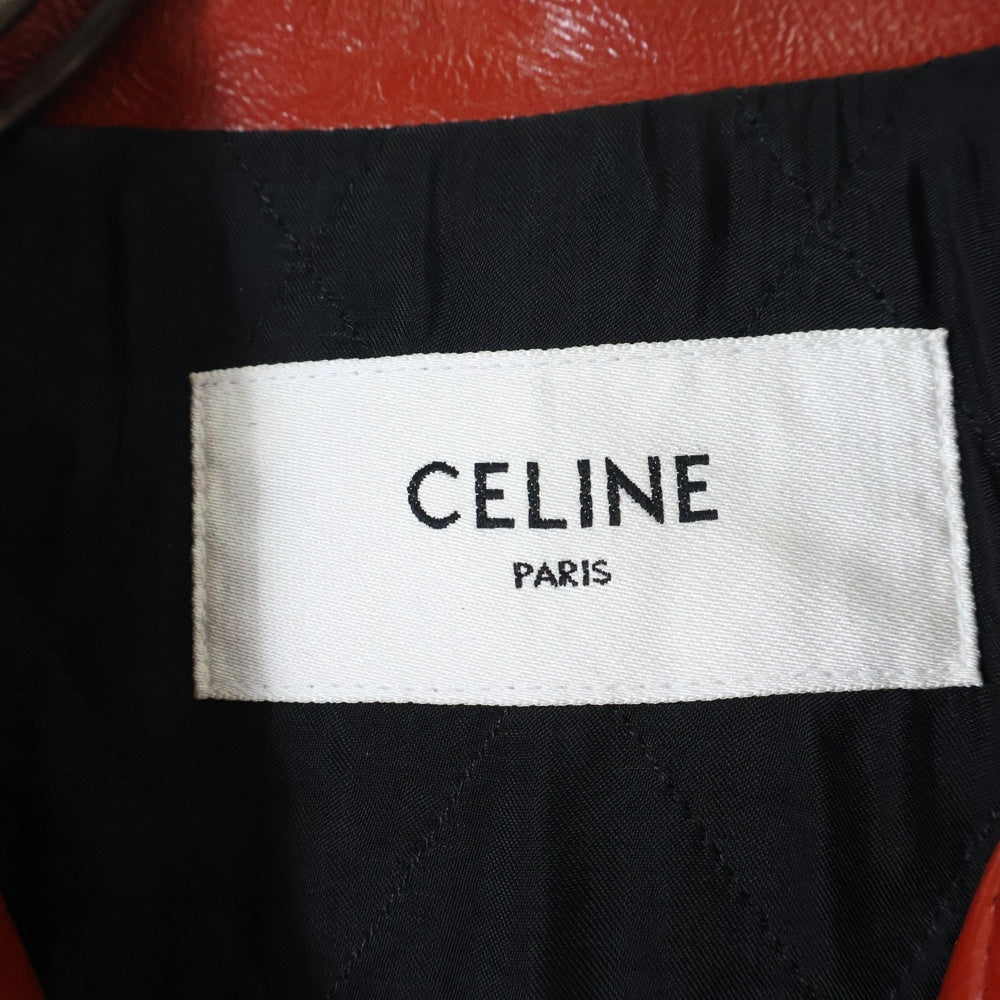 CELINE(セリーヌ) 22AW スタッズバイカーライダースレザージャケット 2ED37280D レッド/ブラック