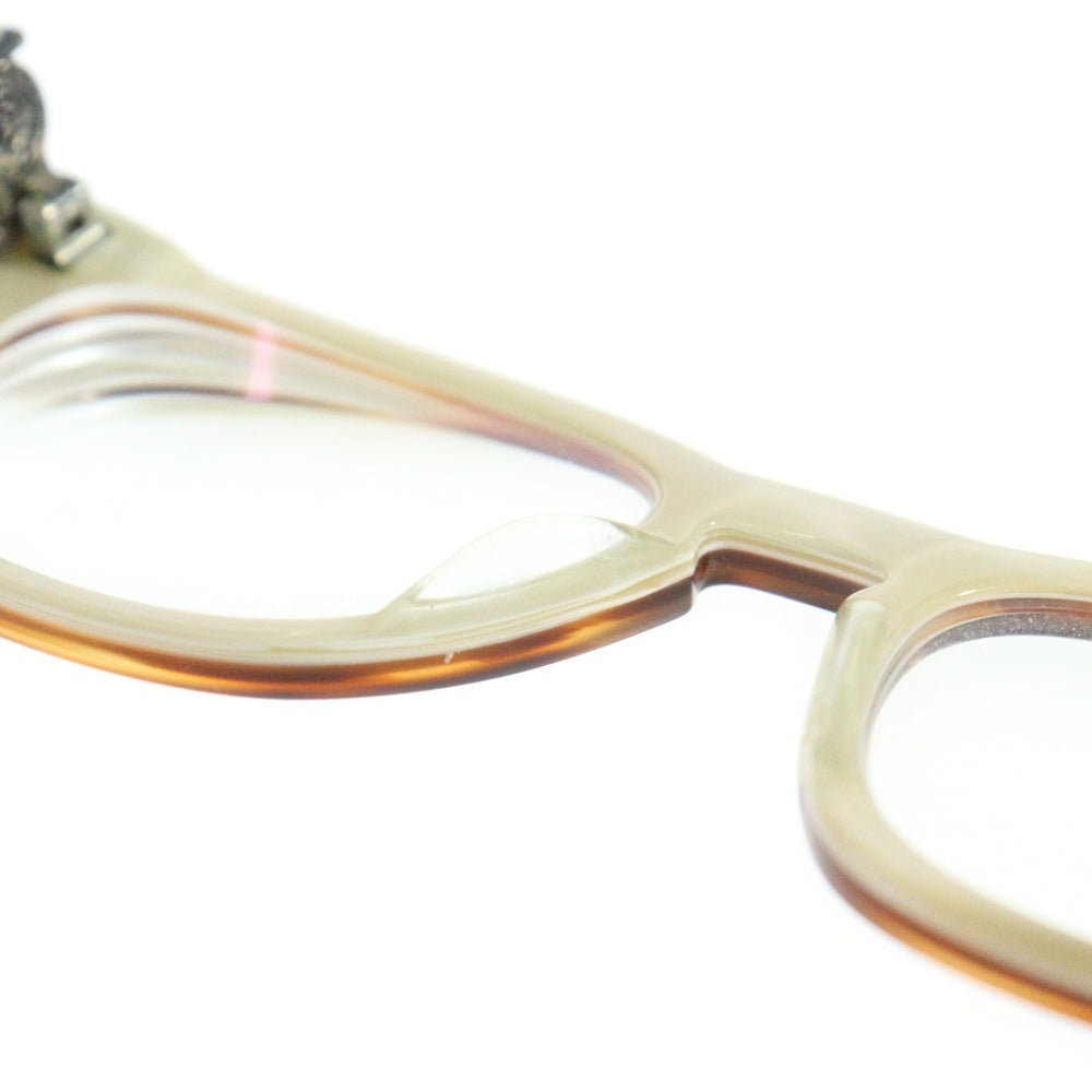 CHROME HEARTS(クロムハーツ) LOUVIN CUP ホースシューテンプル ボストンフレームサングラス アイウェア 眼鏡 ブラウン/ホワイト