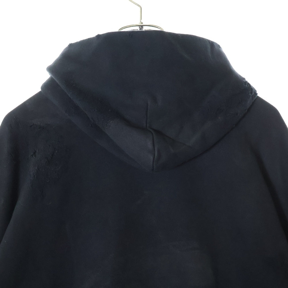 BALENCIAGA(バレンシアガ) 23SS SKATER HOODIE 739024 TOVN3 スケーター クラッシュダスト加工ワッペンプルオーバーパーカーフーディー ブラック
