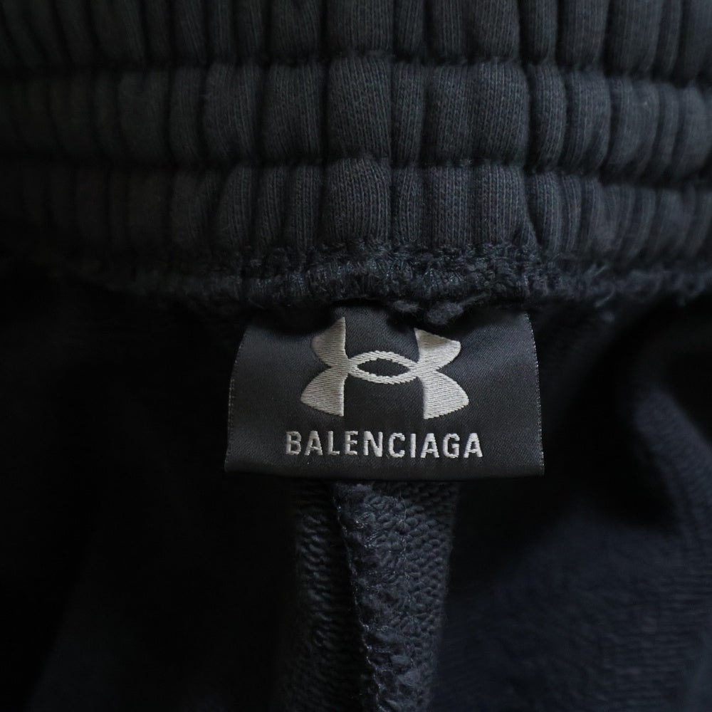 BALENCIAGA(バレンシアガ) ×UNDER ARMOUR アンダーアーマー ロゴ刺繍 バギー スウェット ワイドパンツ 809709 TRVB8 ブラック