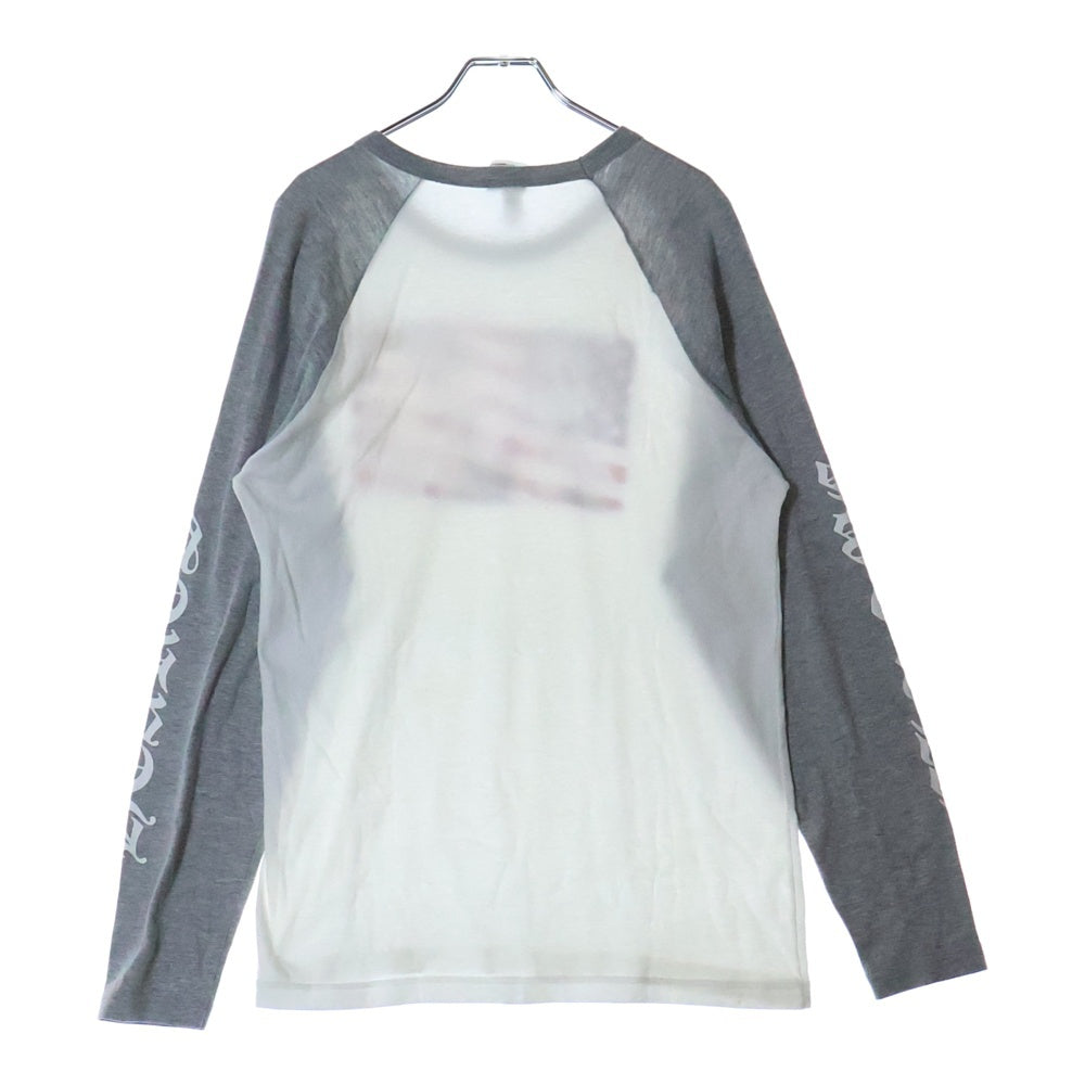 CHROME HEARTS(クロムハーツ) OLD Neck Logo L/S Tee オールド ネックロゴ 星条旗プリント ラグランクルーネックカットソー ホワイト/グレー