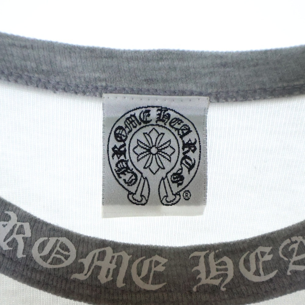 CHROME HEARTS(クロムハーツ) OLD Neck Logo L/S Tee オールド ネックロゴ 星条旗プリント ラグランクルーネックカットソー ホワイト/グレー