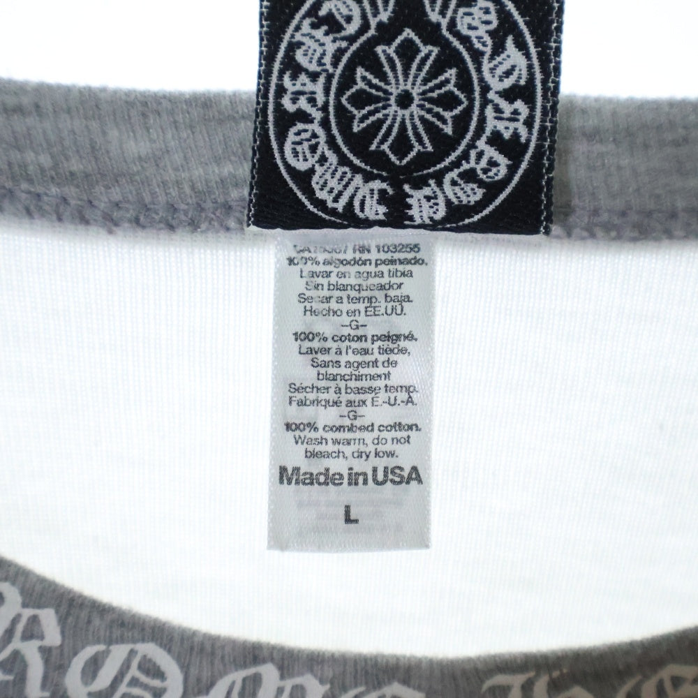 CHROME HEARTS(クロムハーツ) OLD Neck Logo L/S Tee オールド ネックロゴ 星条旗プリント ラグランクルーネックカットソー ホワイト/グレー