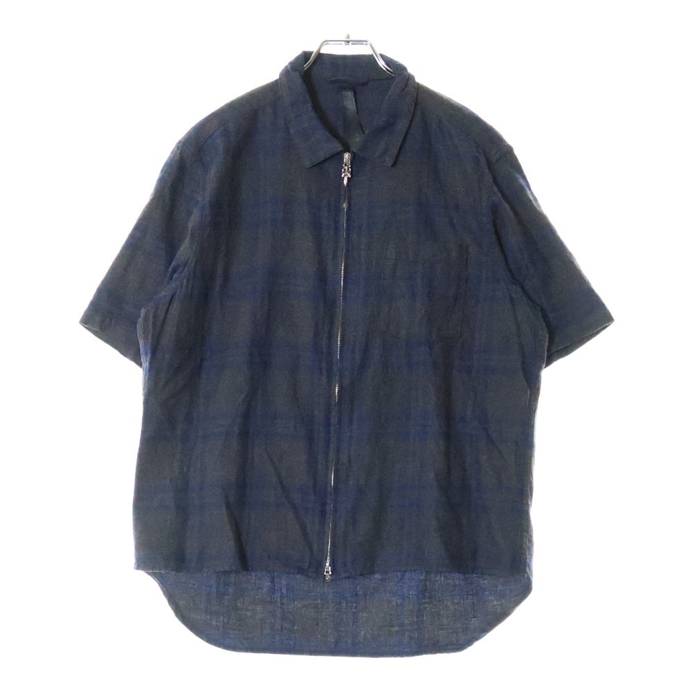 CHROME HEARTS(クロムハーツ) HEYWOOD SS ヘイウッド チェック柄ショートスリーブ半袖シャツ グレー/ネイビー