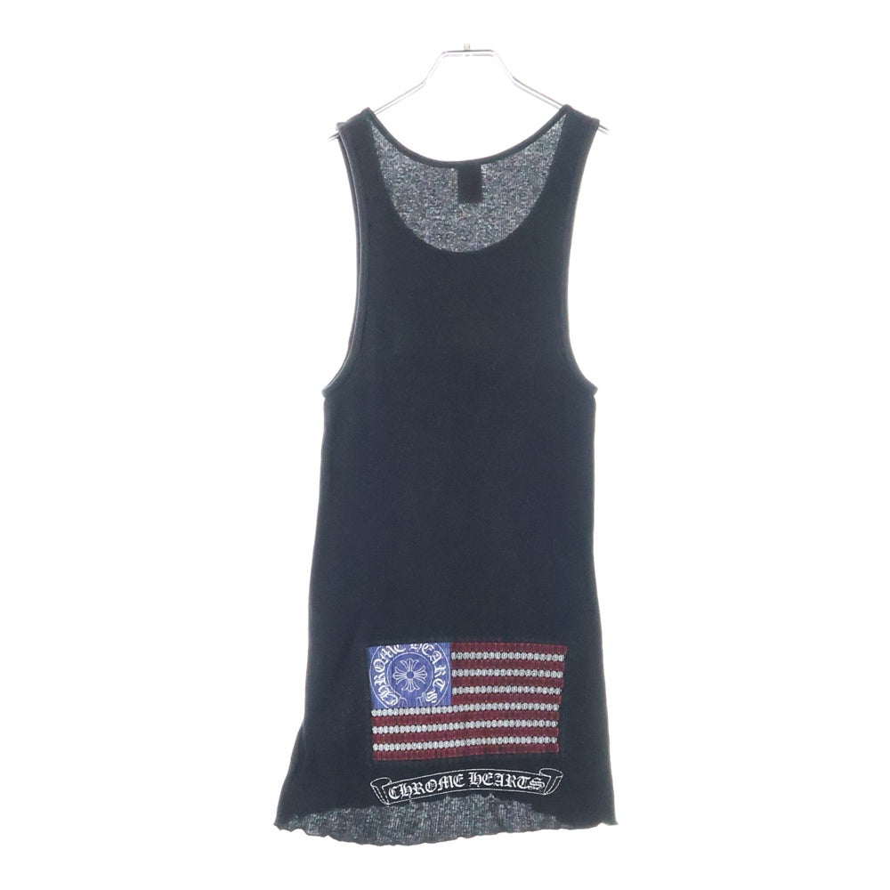 CHROME HEARTS(クロムハーツ) OLD オールド アメリカンフラッグ バインダガー プリントリブタンクトップ ノースリーブ ブラック