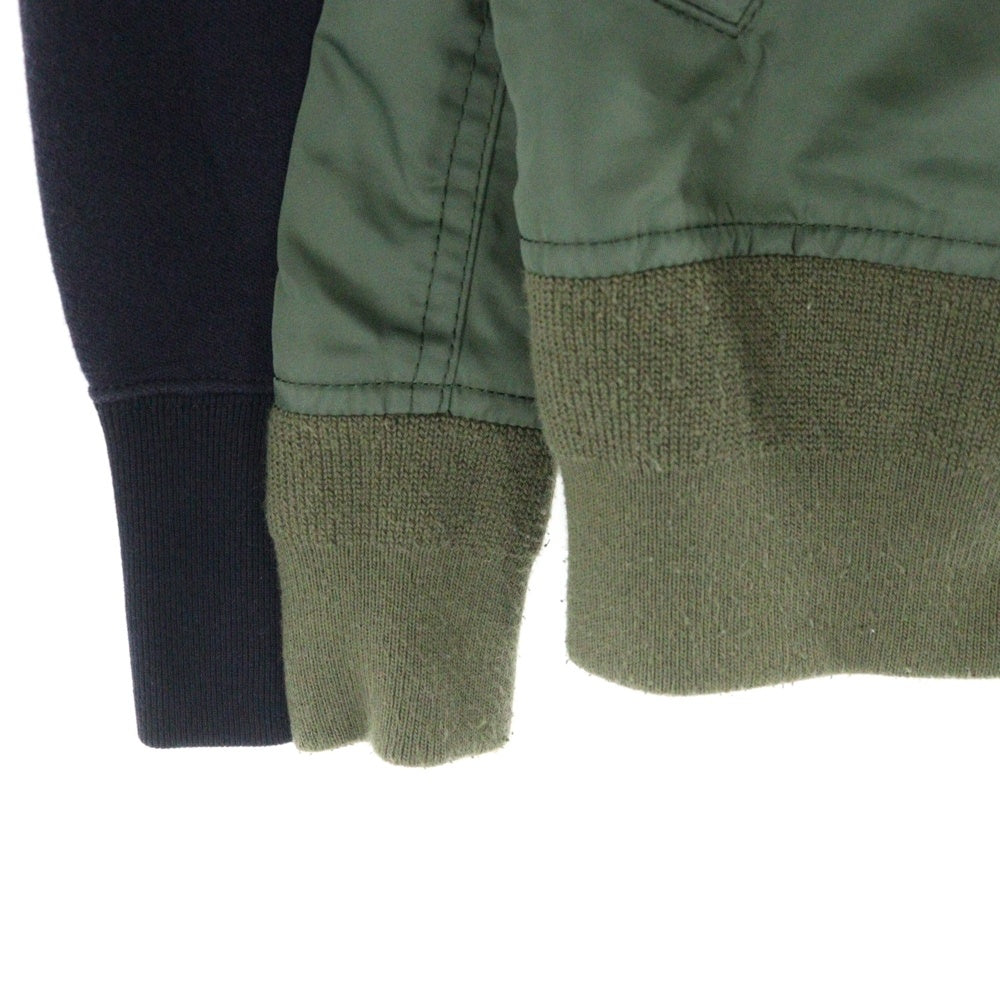 Sacai(サカイ) Sponge Sweat MA-1 Hoodie SCM-033 ナイロン切り替え スウェット プルオーバーパーカー ネイビー