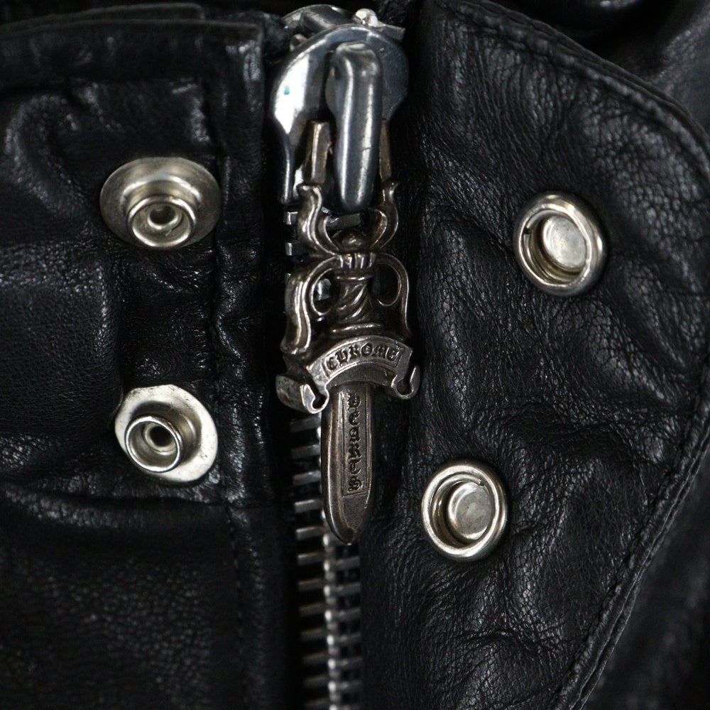 CHROME HEARTS(クロムハーツ) PUFFY WSTRN パフィウエスタン フレアニーオールレザーダウンベスト ブラック