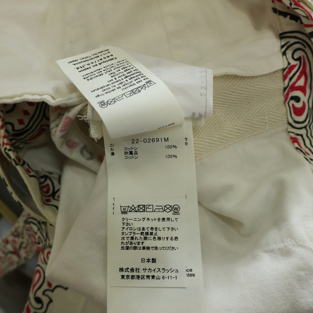 Sacai(サカイ) 22SS Bandana Print Pants 22-02691M バンダナプリントベルテッドパンツ ホワイト/ピンク