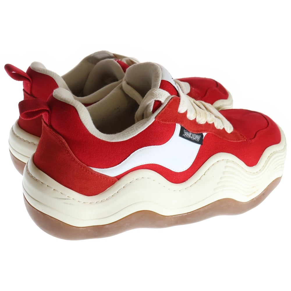 XHEYDAY(エックスヘイデイ) Triple Wavy Burgundy トリプル ウェイビー ローカットスニーカー シューズ レッド/ホワイト