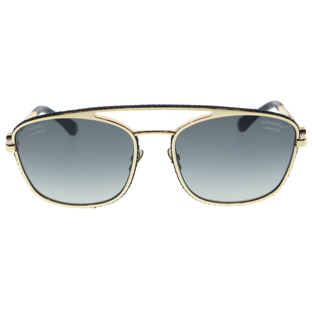 CHANEL(シャネル) パイロット シェイプ レザー デニムフレーム アイウェア 眼鏡 4290-Q ゴールド