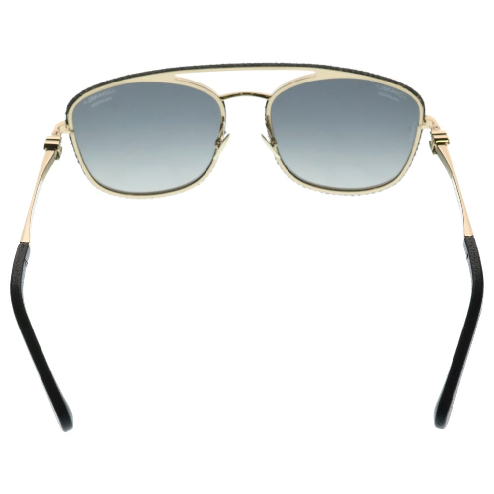 CHANEL(シャネル) パイロット シェイプ レザー デニムフレーム アイウェア 眼鏡 4290-Q ゴールド