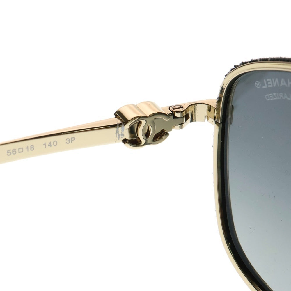 CHANEL(シャネル) パイロット シェイプ レザー デニムフレーム アイウェア 眼鏡 4290-Q ゴールド