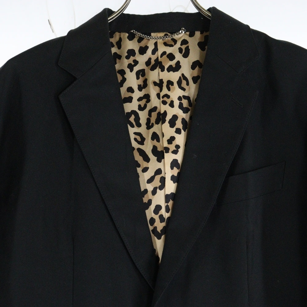 WACKO MARIA(ワコマリア) UNCONSTRUCTED JACKET アンコンストラクテッド 裏地レオパード柄 テーラード ジャケット ブラック