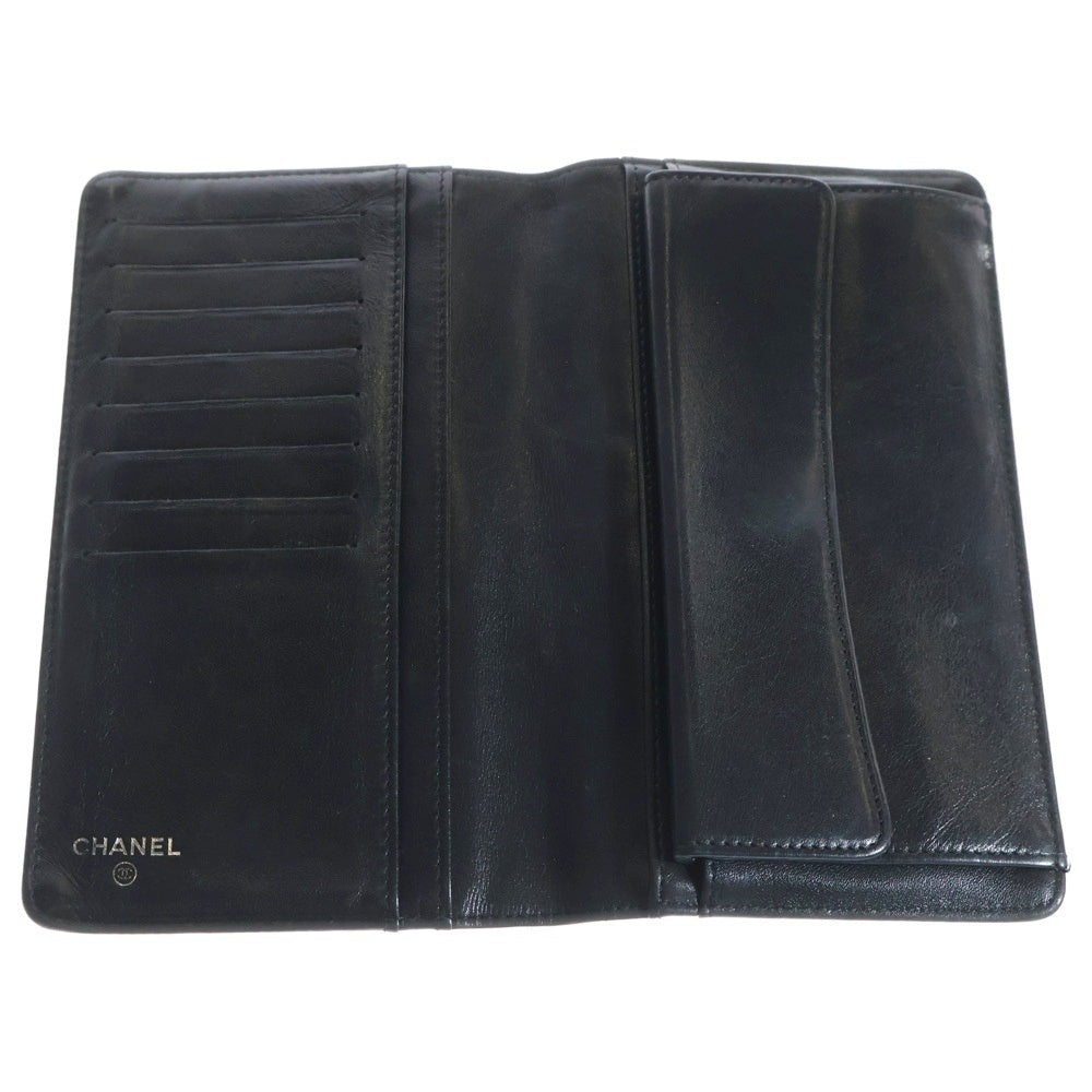 CHANEL(シャネル) CCロゴスタッズデザイン 二つ折り 長財布 ウォレット ブラック