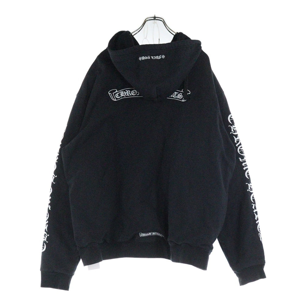 CHROME HEARTS(クロムハーツ) SWTSHRT HD ZIP SCROLL バックスクロール アームロゴ 裏地サーマルジップアップフーディーパーカー ブラック