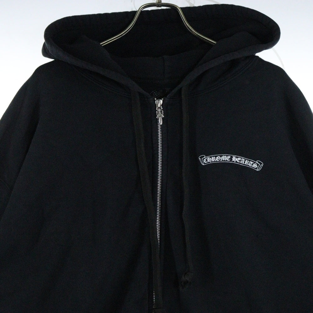 CHROME HEARTS(クロムハーツ) SWTSHRT HD ZIP SCROLL バックスクロール アームロゴ 裏地サーマルジップアップフーディーパーカー ブラック