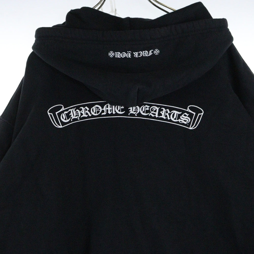 CHROME HEARTS(クロムハーツ) SWTSHRT HD ZIP SCROLL バックスクロール アームロゴ 裏地サーマルジップアップフーディーパーカー ブラック