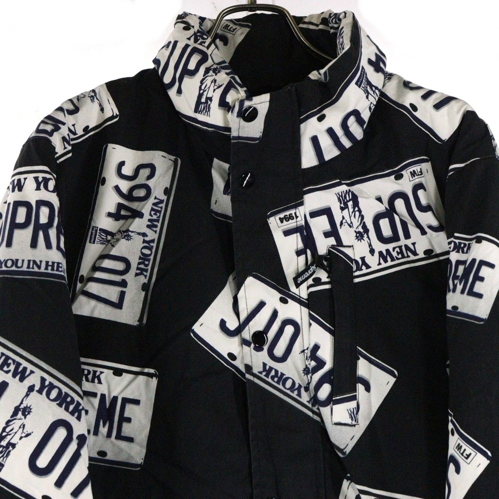SUPREME(シュプリーム) 17AW License Plate Puffy Jacket ライセンス ナンバー プレート ダウンジャケット アウター ブラック