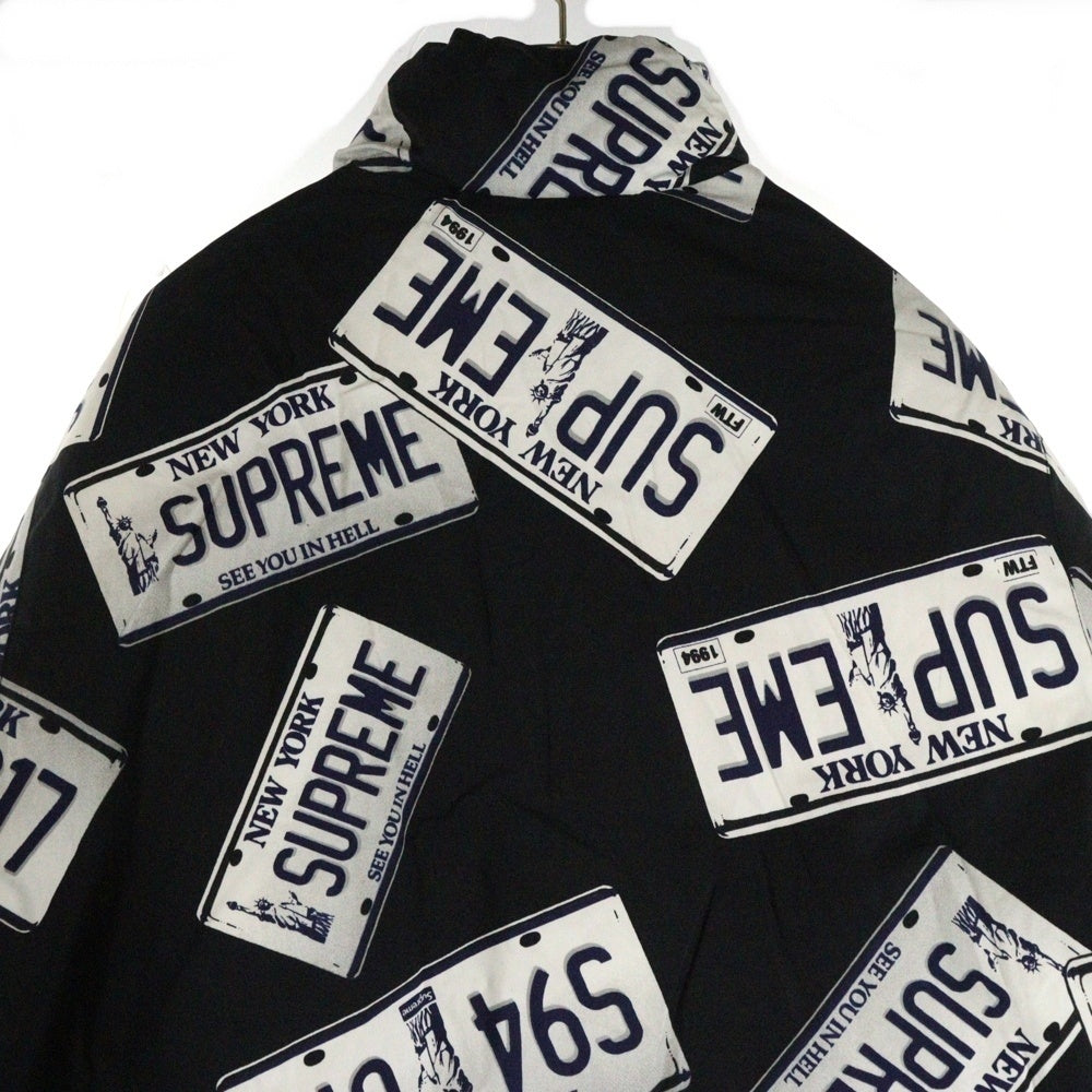 SUPREME(シュプリーム) 17AW License Plate Puffy Jacket ライセンス ナンバー プレート ダウンジャケット アウター ブラック