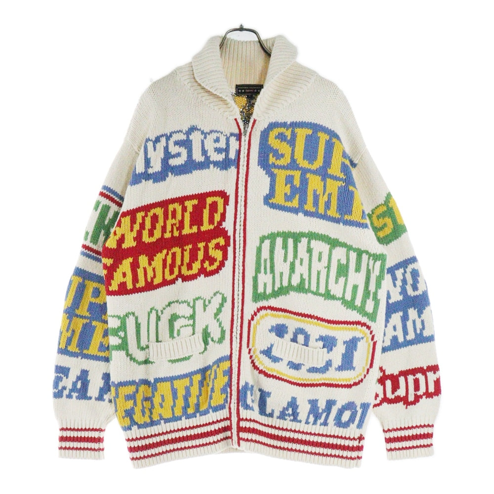 SUPREME(シュプリーム) 21S × HYSTERIC GLAMOUR Logos Zip Up Sweater ヒステリックグラマー カウチン ジップアップニット ベージュ