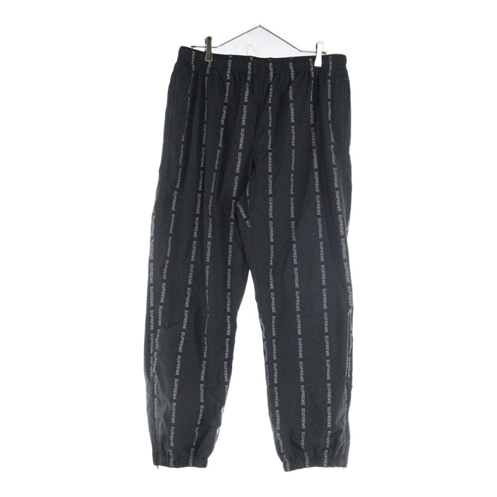 SUPREME(シュプリーム) 18AW Reflective Text Track Pant リフレクティブロゴ ストライプ柄 トラックパンツ ブラック