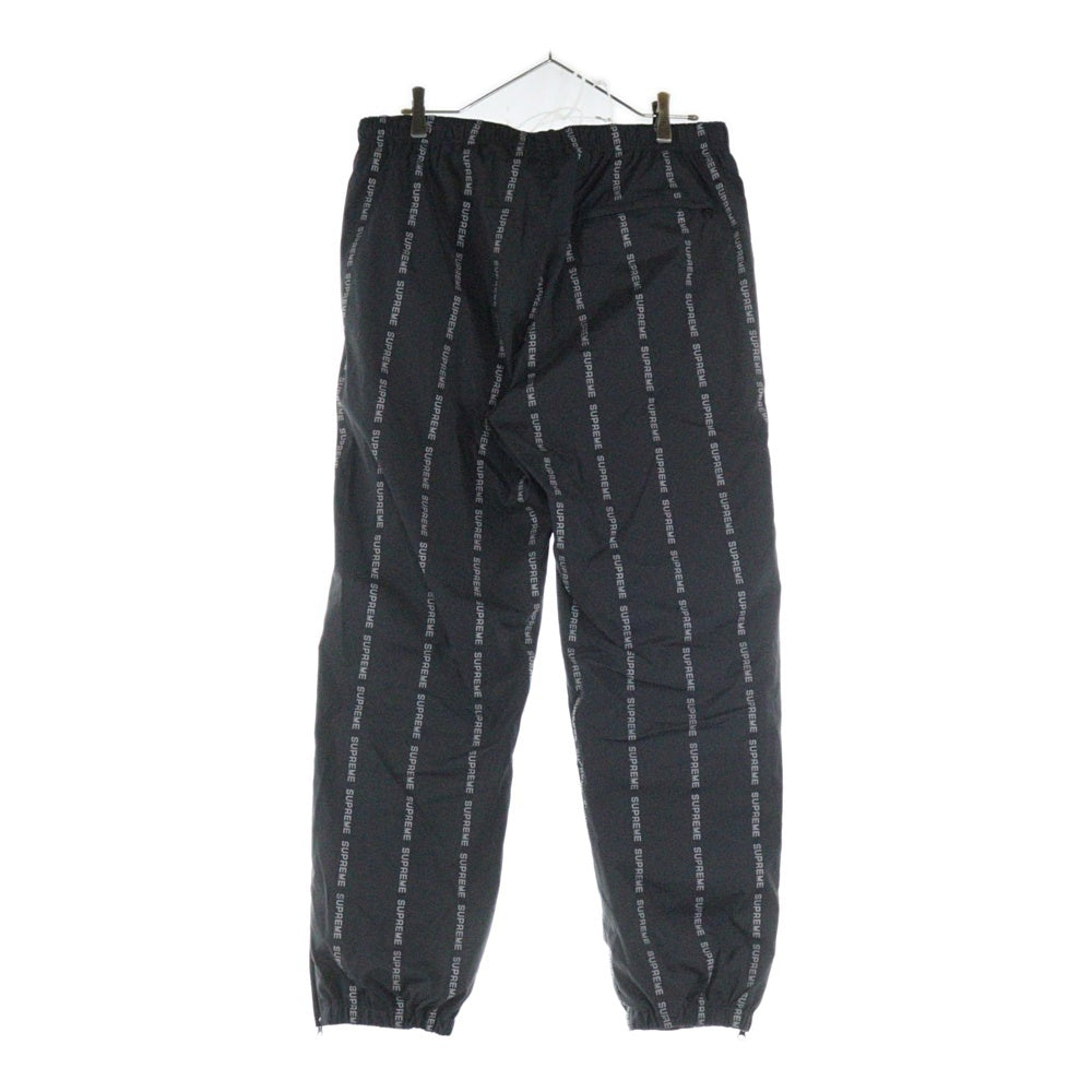 SUPREME(シュプリーム) 18AW Reflective Text Track Pant リフレクティブロゴ ストライプ柄 トラックパンツ ブラック