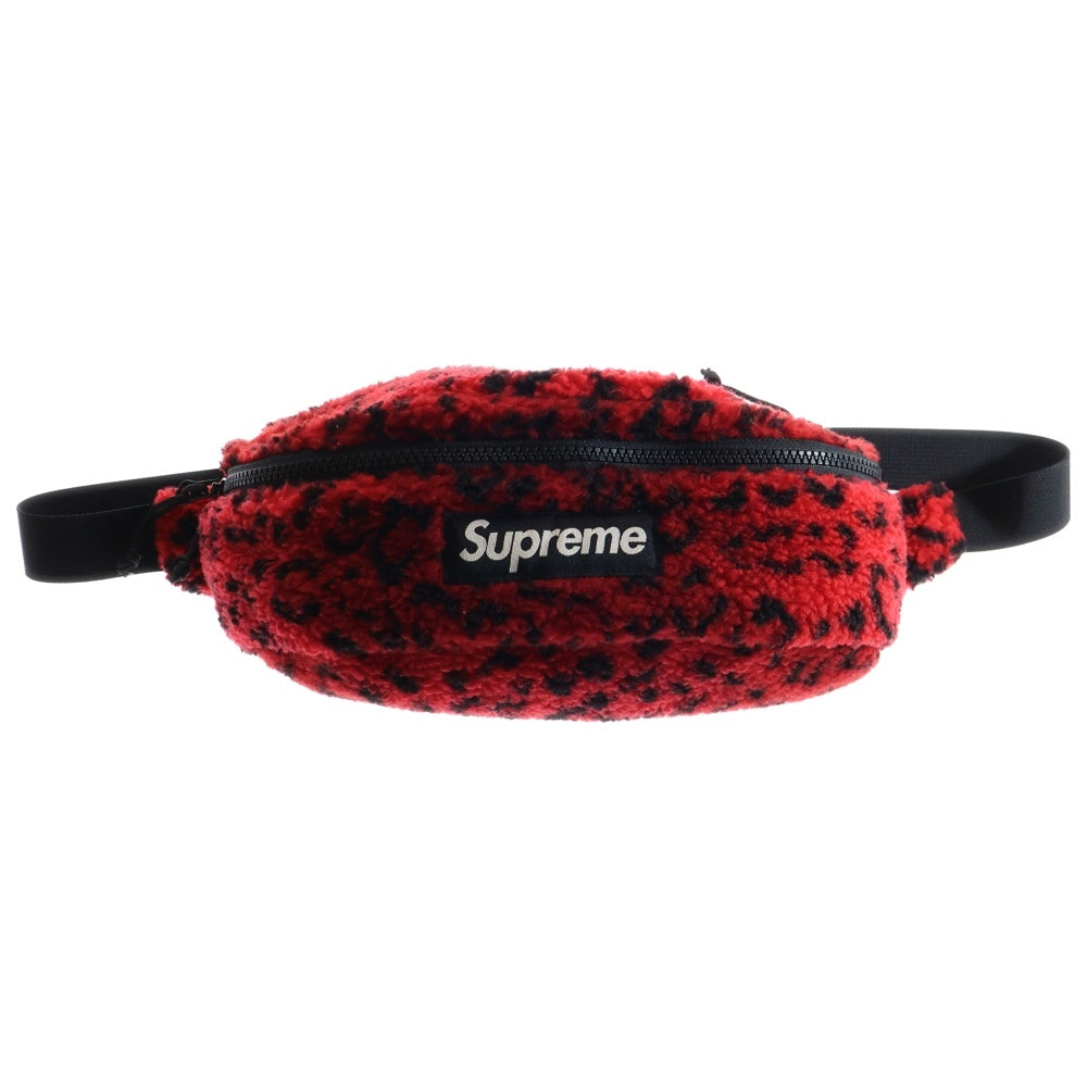 SUPREME(シュプリーム) 17AW Leopard Fleece Waist Bag レオパード柄 フリース ウェストバッグ レッド/ブラック