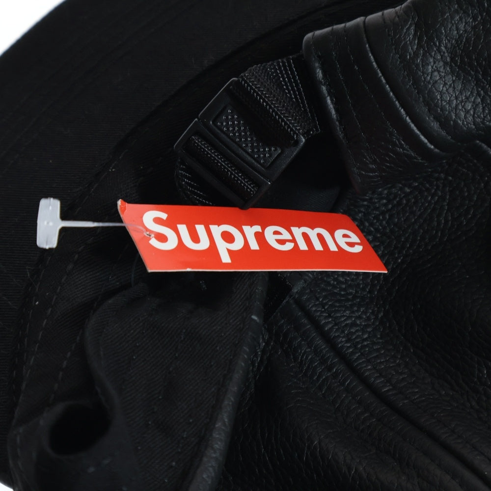 SUPREME(シュプリーム) 19SS REBBLED LEATHER CAMP CAP レザーキャンプキャップ 帽子 ブラック