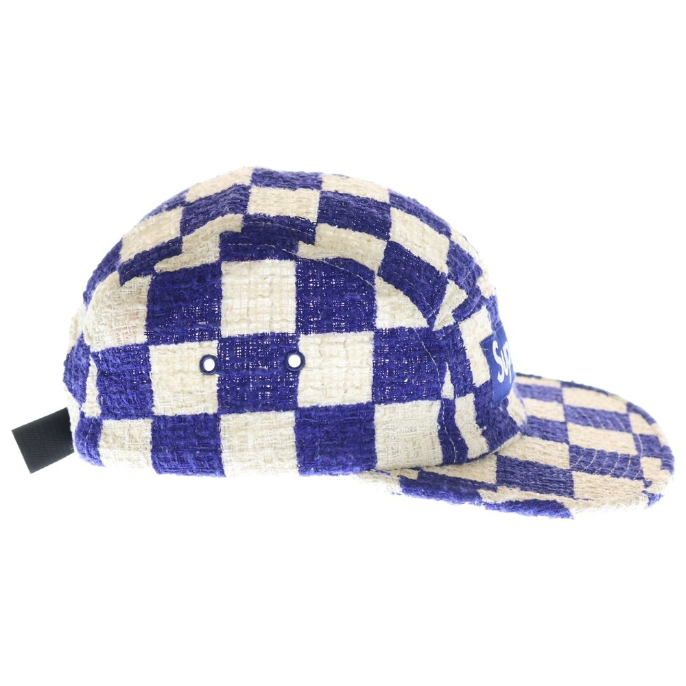 SUPREME(シュプリーム) 19SS Checkerboard Boucle Camp Cap チェッカーボード キャンプキャップ 帽子 ホワイト/ネイビー