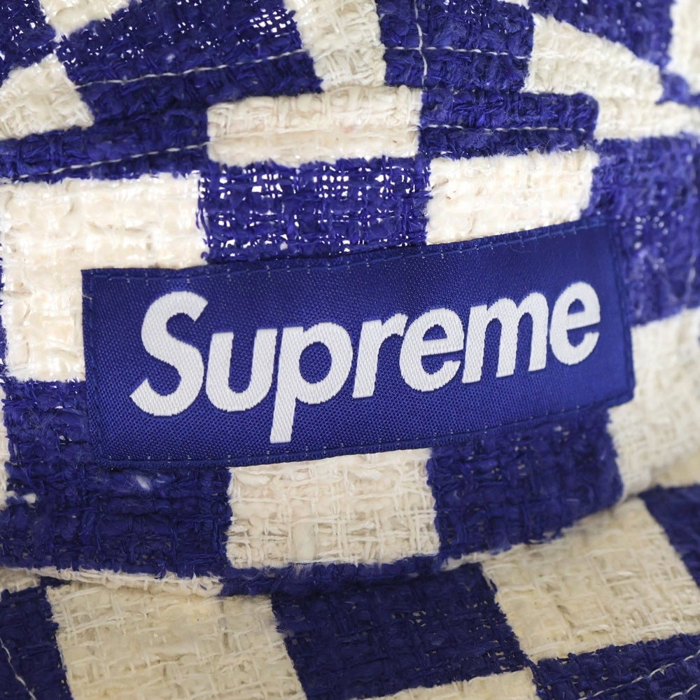 SUPREME(シュプリーム) 19SS Checkerboard Boucle Camp Cap チェッカーボード キャンプキャップ 帽子 ホワイト/ネイビー