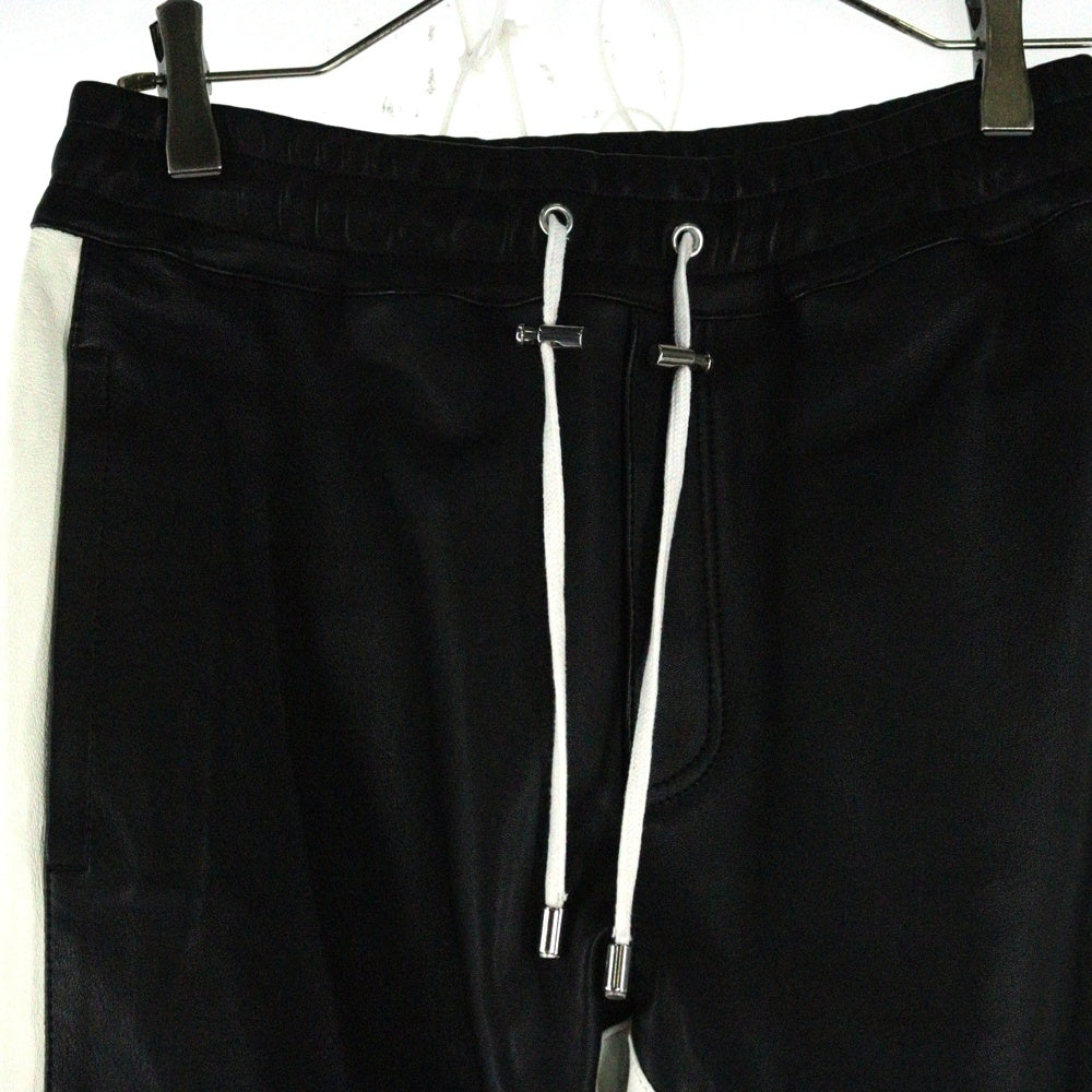 BALMAIN(バルマン) ラムスキン レザーバイカーパンツ S5HC513C869 ブラック/ホワイト