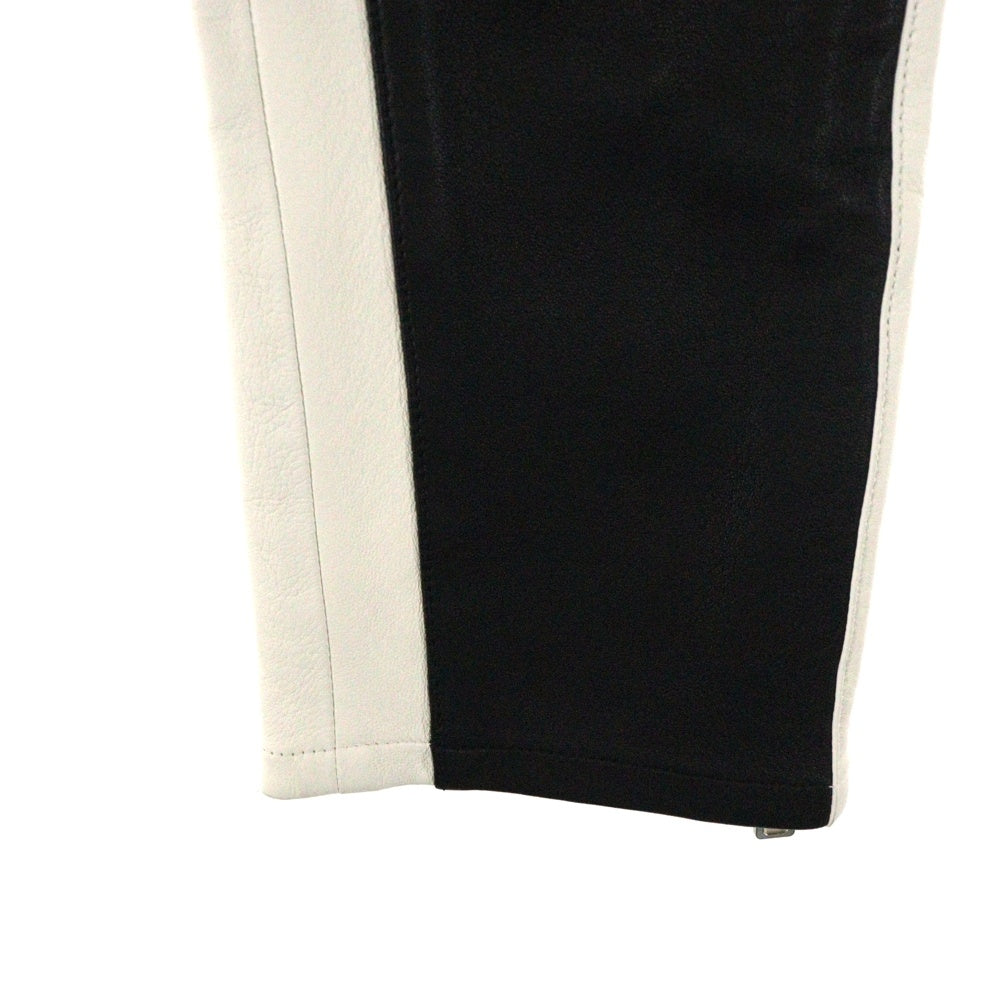 BALMAIN(バルマン) ラムスキン レザーバイカーパンツ S5HC513C869 ブラック/ホワイト