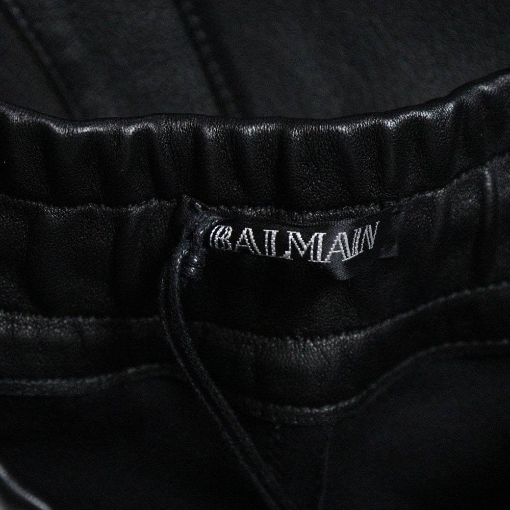BALMAIN(バルマン) ラムスキン レザーバイカーパンツ S5HC513C869 ブラック/ホワイト