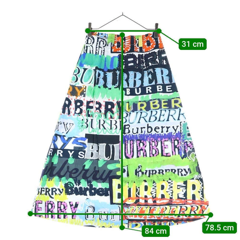 BURBERRY(バーバリー) ロゴ総柄 グラフィックプリント フレアスカート 8001664 マルチ レディース